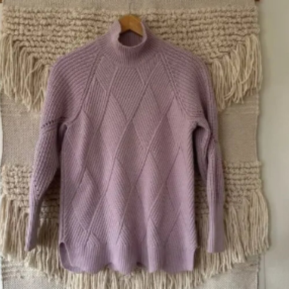 Rebecca Taylor Purple Basketweave Turtleneck